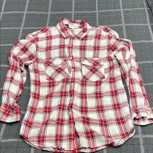 Jun & Ivy Red and White Plaid Button-Up Shirt